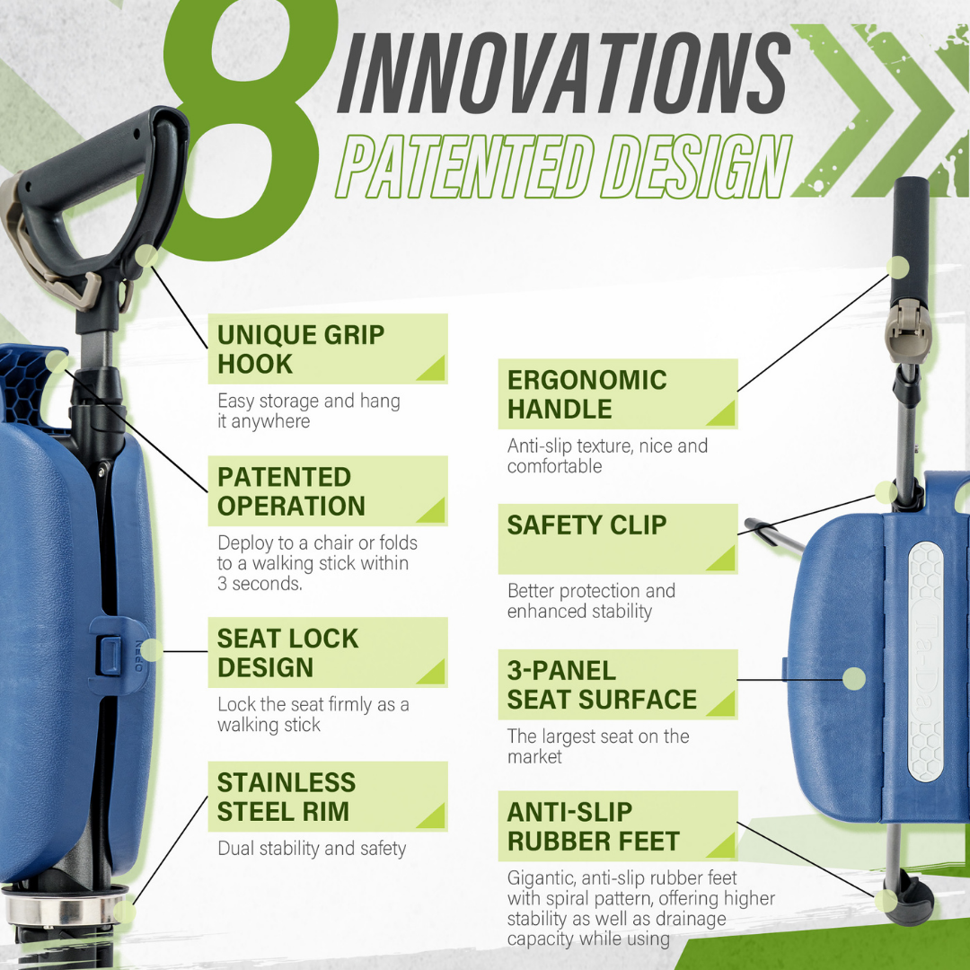 Ta-Da Chair 2 Pro 2-in-1 Walking Seat Stick | Made in Taiwan