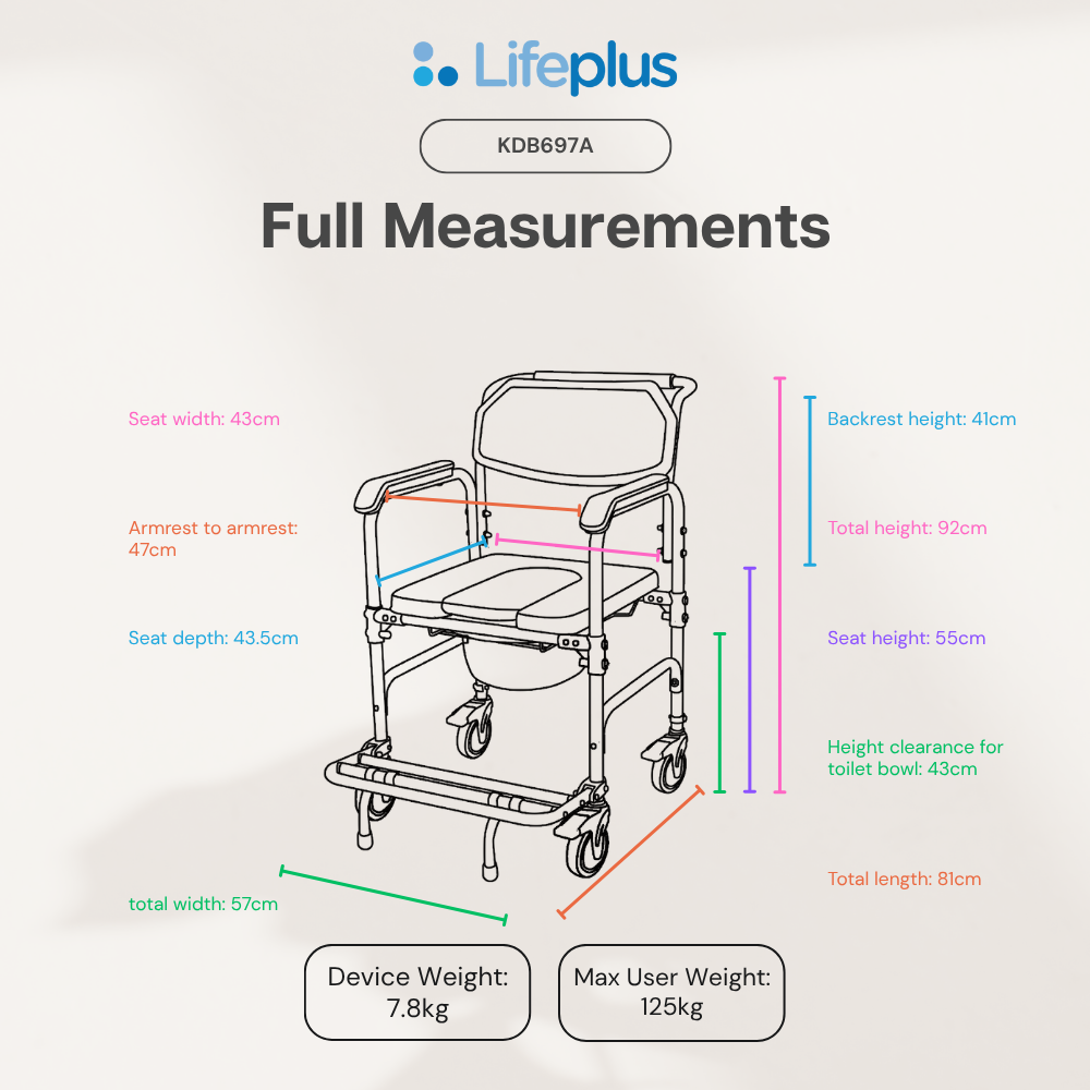 Lifeplus 3-in-1 Aluminium Commode