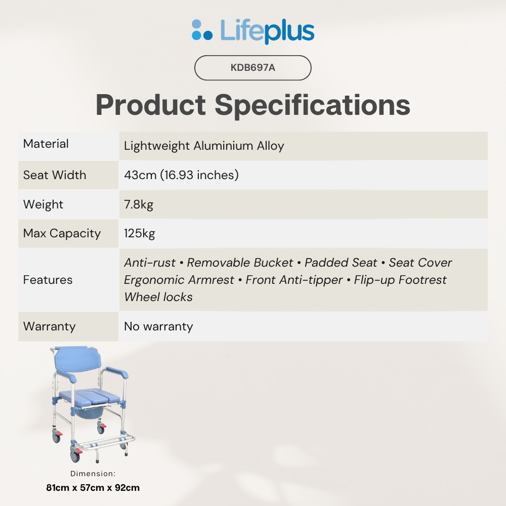 Lifeplus 3-in-1 Aluminium Commode