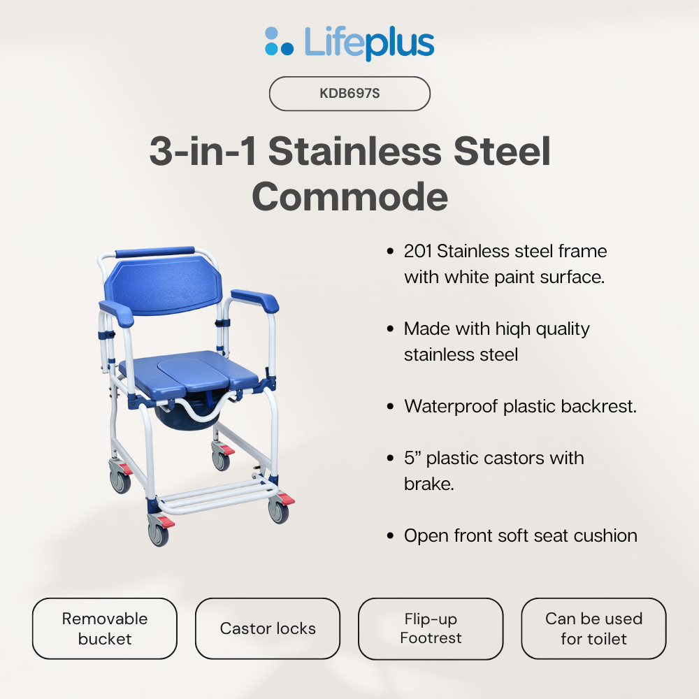Lifeplus 3-in-1 Stainless Steel Commode