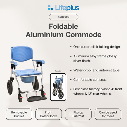 Lifeplus Foldable Aluminium Commode