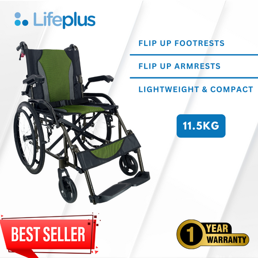 Lifeplus Flip-up Wheelchair PHW863 - Forest Green