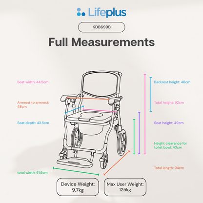 Lifeplus Foldable Aluminium Commode