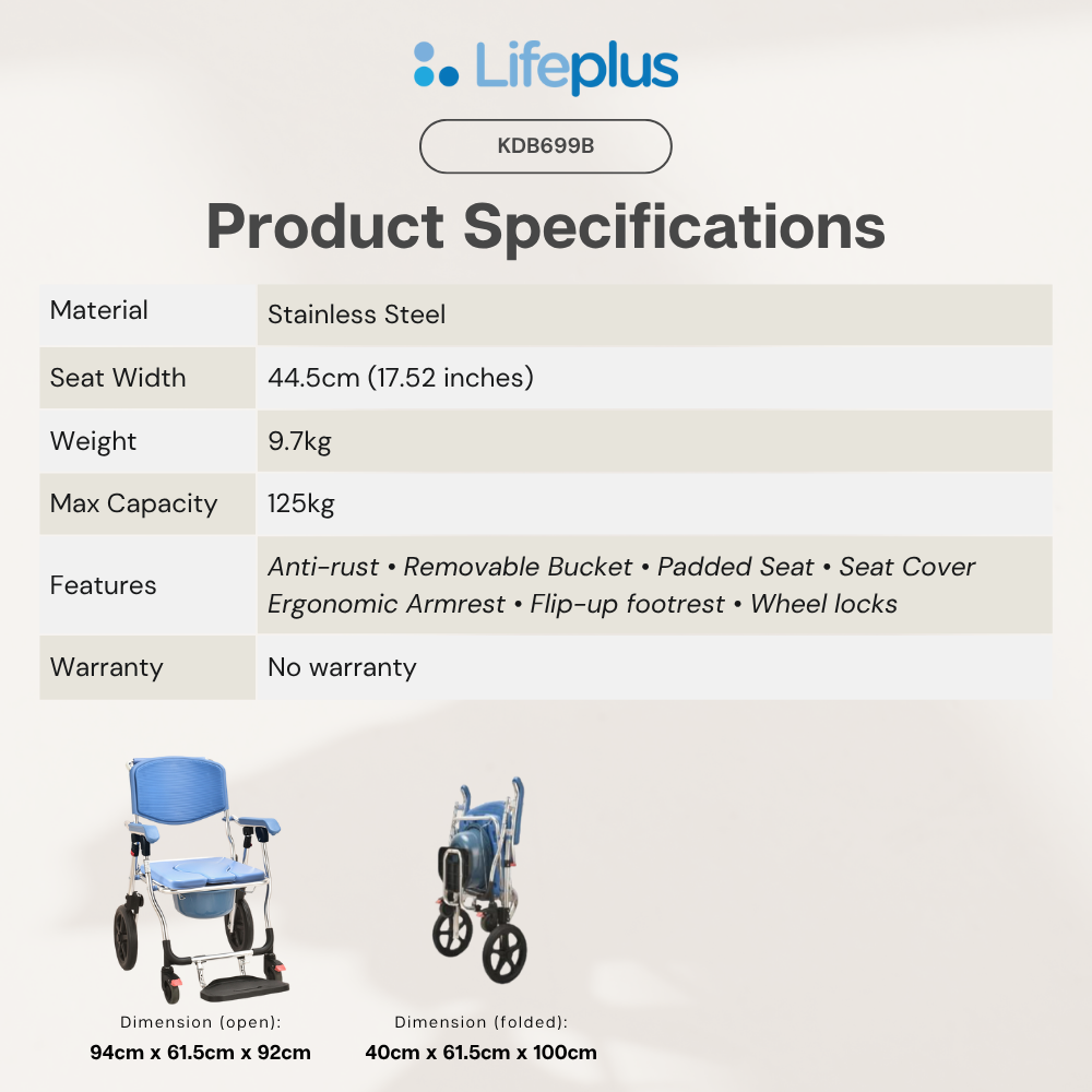Lifeplus Foldable Aluminium Commode