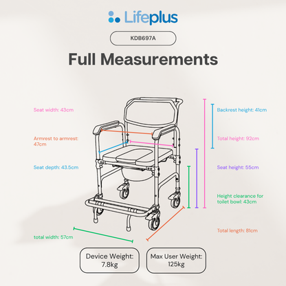 Lifeplus 3-in-1 Aluminium Commode