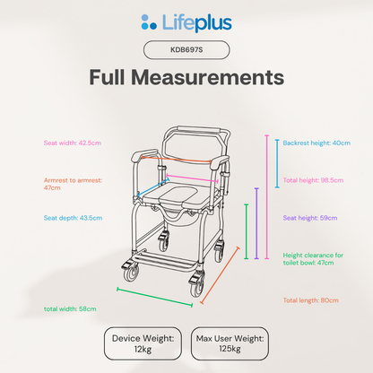 Lifeplus 3-in-1 Stainless Steel Commode
