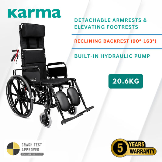 Karma KM-5000 Reclining Wheelchair (18" Seat)