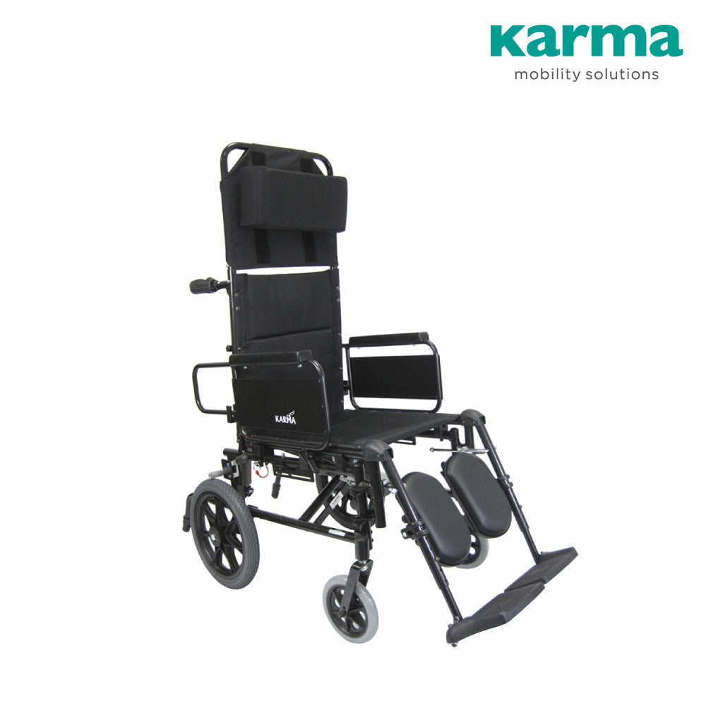 Karma KM-5000 Reclining Transport Wheelchair (17" Seat)